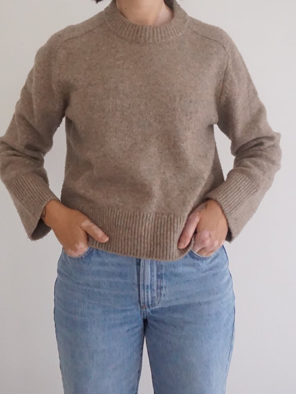 Abercrombie & Fitch Taupe Heathered Mock Neck Ribbed Knit Sweater XS